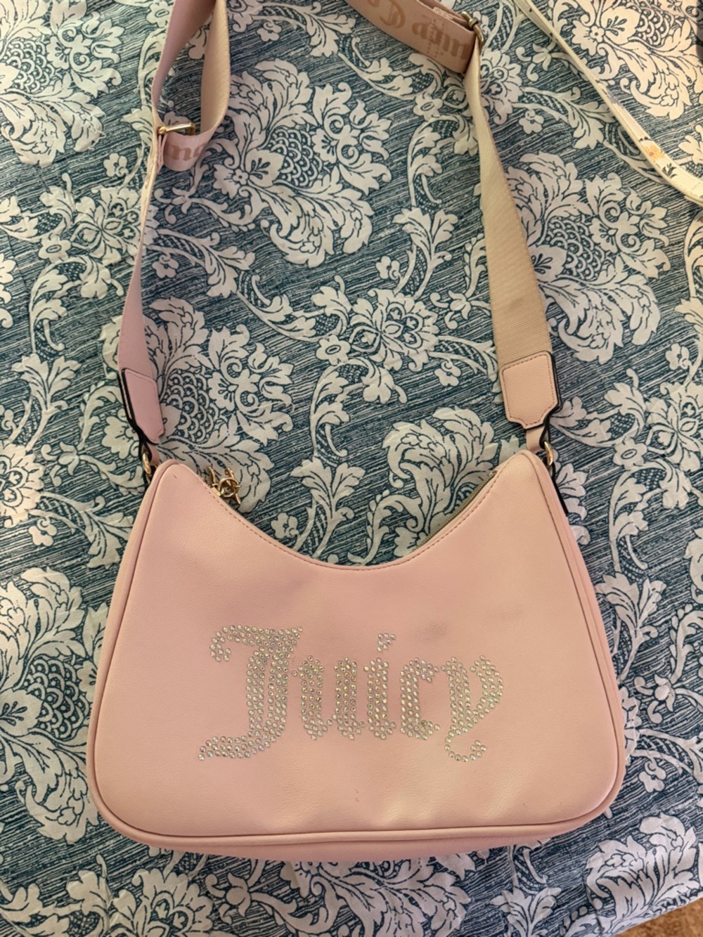 Juicy Couture Pale Pink Crystal Logo Shoulder Bag